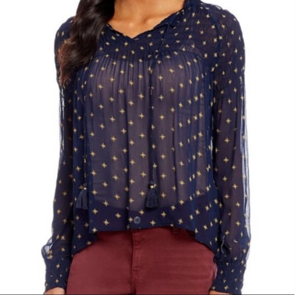 🍀SOLD🍀 Lucky Brandy Sheer Star Print Blouse